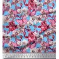 thumbnail image 1 of Soimoi Moss Georgette Fabric Butterfly & Orchids Floral Fabric Prints by Yard 42 Inch Wide, 1 of 3