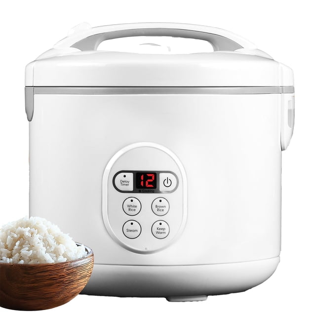 Hauz - Cuiseur à Riz et Cuiseur Vapeur Numériques, Capacité de 6 Tasses, Blanc