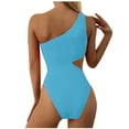 thumbnail image 3 of Cameland Women's Summer Skin-friendly Fashion Solid Color One Shoulder One-Piece Bikini Set, 3 of 5