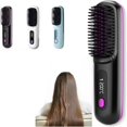 thumbnail image 1 of JUNWELL Numoya Portable Straightener Brush -  Fast Heating Cordless Mini Hair Straightener Brush  3 Temp-Settings，Straightener Rechargeable & Cordless Mini Hair Straightener Comb (Black, 1 of 8