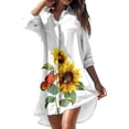 thumbnail image 2 of Cache-maillots pour Femmes Cache-Maillots d'Été Décontractés pour Femmes Col Rabattu Manches Longues Blouse Imprimée à Boutons avec Poche Robes Chemise Cache-Maillots pour Maillots de Bain Robe pour Femmes en Liquidation, 2 of 7