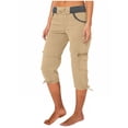 thumbnail image 1 of Penkiiy Women's High Waist Cargo Capris, Quick Drying, Pockets, Khaki, M, 1 of 6