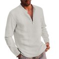 thumbnail image 2 of PMUYBHF T-Shirts pour Homme T-Shirts Graphiques T-Shirts Hommes Mode Décontractée Printemps et Automne Mode Couleur Unie Bouton Manches Longues Col Chemise Haut, 2 of 6