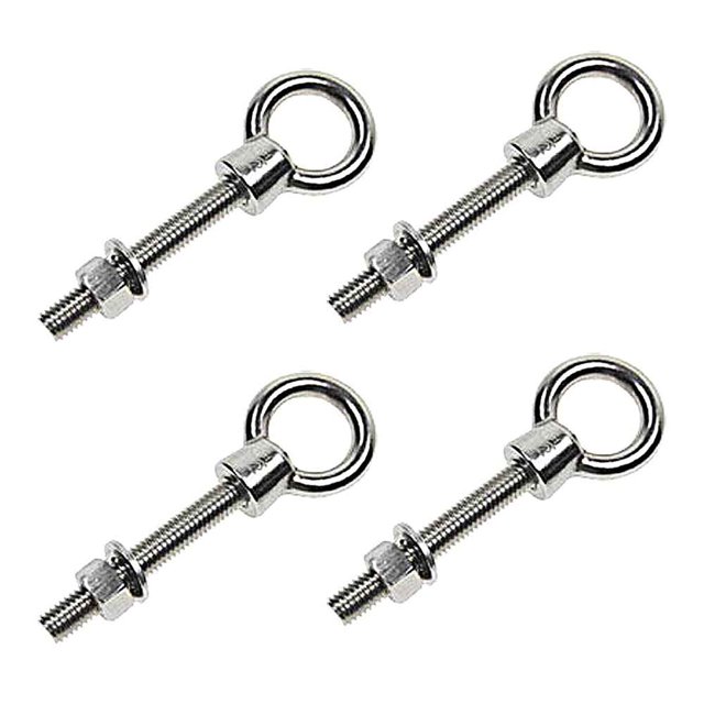 US Cargo Control Stainless Steel Shoulder Eye Bolts - Type 316-1/2" x 4" L - 4 Pack