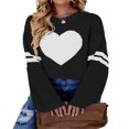 thumbnail image 1 of Pull pour Femmes Manches Longues Col Tricoté Cœur Ample Fête de Rue Chemise Décontractée Rose TG, 1 of 5