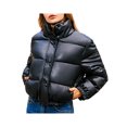 thumbnail image 2 of FOCUSNORM Women Juniors Long Sleeve Stand Collar Solid Color Cropped Puffer Jackets, 2 of 9