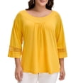 thumbnail image 1 of GRACE & GRANDEUR Hauts Décontractés Unis à Manches Raglan pour Femmes Grande Taille Jaune 1X, 1 of 7