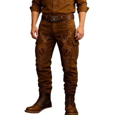 Pantalon Cargo Utilitaire Western pour Hommes avec Multiples Poches, Convenant aux Activités Extérieures Décontractées Quotidiennes et aux Vêtements de Travail