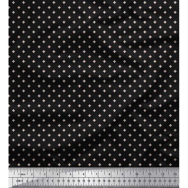 Soimoi Cotton Poplin Fabric Plus Sign Shirting Fabric Prints by Yard 56 Inch Wide