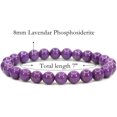 thumbnail image 2 of Bracelet Extensible Unisexe en Perles Rondes de 8 mm en Pierre Précieuse de Phosphosidérite Lavendaire Naturelle de Qualité A 7 Pouces, 2 of 5