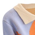 thumbnail image 4 of Cardigan Court à Boutons pour Femmes, Manches Longues, Tricot à Blocs de Couleur, Col à Revers, Tenue de Printemps et d'Automne, 4 of 6