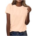 thumbnail image 2 of Weiqiqre T-Shirts pour Femmes Col Rond T-Shirt Basique - Hauts Mode Été Printemps - T-Shirts Surdimensionnés pour Femmes, 2 of 4