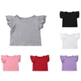 thumbnail image 4 of CNKOO Été Bébé Fille Manches Courtes T-Shirt en Coton à Volants Hauts à Col Rond, 4 of 5