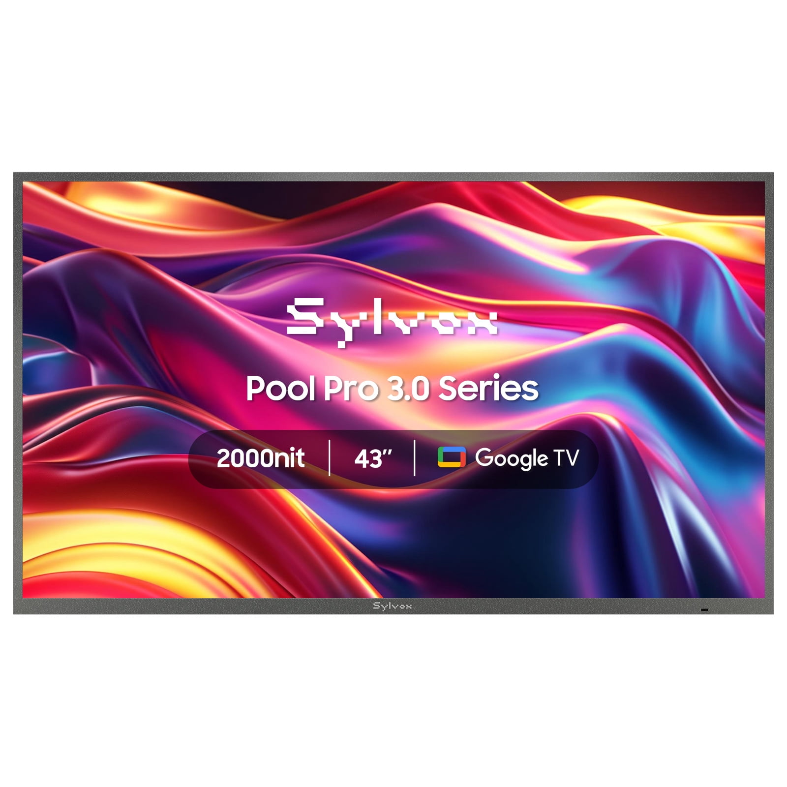 Téléviseur extérieur SYLVOX de 43", TV étanche IP56, 4K 2000nits plein soleil, Dolby Atmos, Google Assistant (Pool Pro 3.0)
