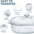thumbnail image 4 of AMERTEER Elegant Glass Casseroles with Lids Set  Ribbed Oval Roaster  Transparent Covered Cookware  Versatile Deep Glass Food Containers  50oz & 85oz  for Baking  Cooking  Oven & Microwav, 4 of 6