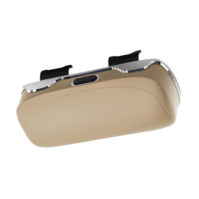 lionlar Sunglasses Holder for Car Visor Portable Sturdy Hard Shell Auto Glasses Case Beige
