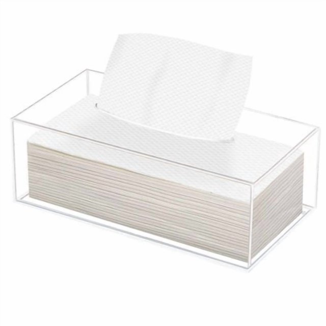 Phineoly Clear Acrylic Tissue Box Holder Rectangle Dispenser Tissue Box Cover For Bathroom Bedroom Dresser Countertop Desk