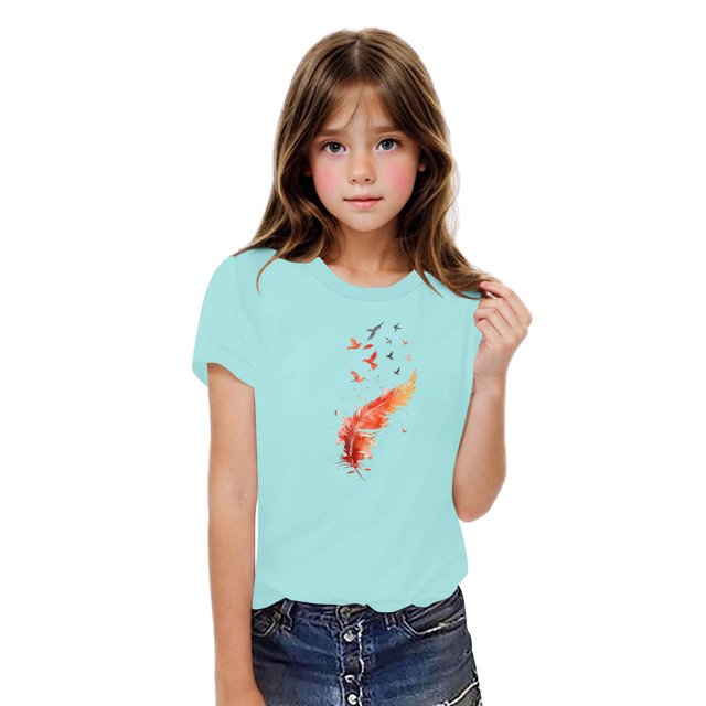 Rbaofujie T-Shirts pour Fille à Imprimé de Dessins Animés, Manches Courtes, Col Ras du Cou, T-Shirts Graphiques Mignons