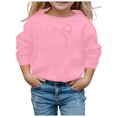 thumbnail image 4 of PMVFHDE Chandail pour Fille Chandail à Capuchon à Manches Longues pour Filles avec Nœud Col Ras du Cou Rose, 9-10 Ans, 4 of 4