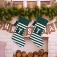 thumbnail image 5 of EIMELI 20 Inches Initial Monogram Embroidered Christmas Stocking Striped Knitted Christmas Decorations Stocking Green Letter Stockings for Family Holiday and Xmas Tree Fireplace Decor-R-G, 5 of 5