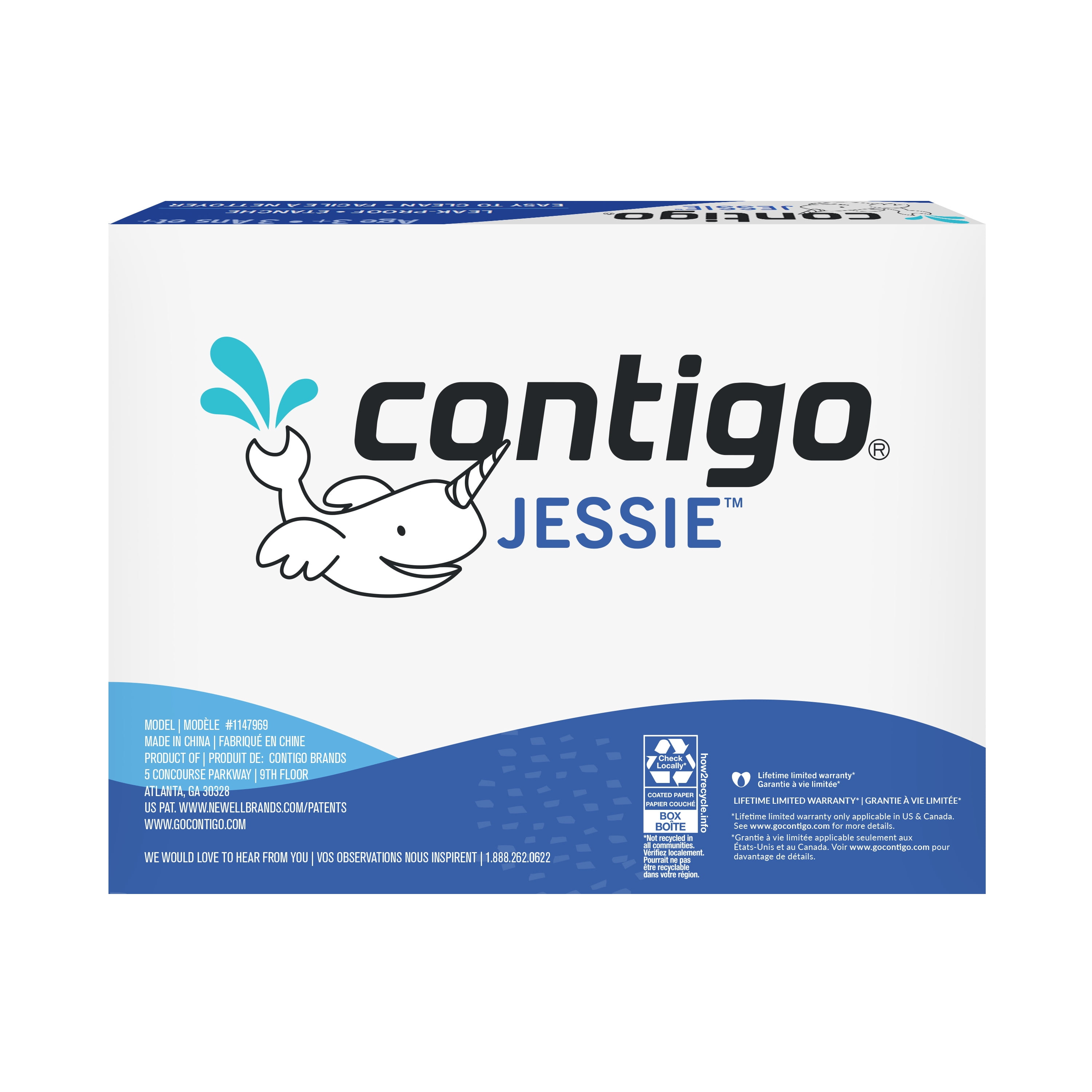 Bouteille d’eau pour enfants Contigo Jessie avec couvercle AUTOPOP, couleurs variées, 591 ml, ensembe de 3