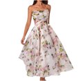 thumbnail image 2 of FcBaudy Robe Camis Sans Manches à Col en V, Robes d'Été pour Femmes, Robes pour Femmes à Bretelles Sans Bretelles en Chiffon Sans Manches Imprimées Robe Botanique Florale Robe Femme, 2 of 5