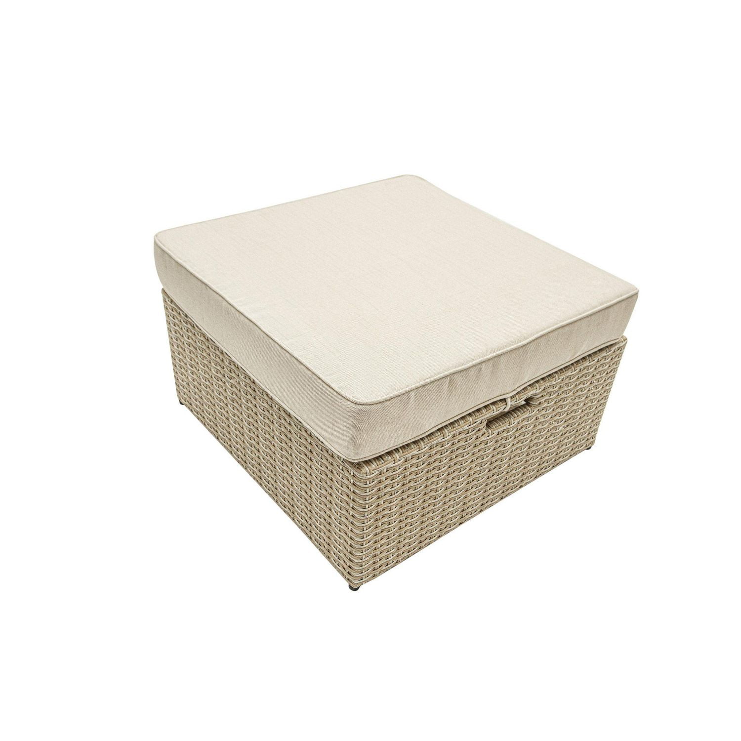 Deko Living Canapé de patio extérieur en osier 5 places avec auvent et pouf avec table
