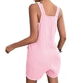 thumbnail image 3 of Besolor Women's Plus Size Summer Rompers Sleeveless Adjustable Strap Short Overalls Loose Comfy Jumpsuit with Pockets, 3 of 6