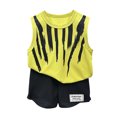 thumbnail image 2 of Qertyioot Mode Filles T-Shirts Décontractés à Manches Courtes Col Rond Col Bouton Ensembles de Shorts Imprimés Aubaines, 2 of 5