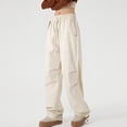 thumbnail image 4 of Ohufall Baggy Parachute Pants for Women& Girls Drawstring Elastic High Waist Ruched Cargo Pants Multiple Pockets Jogger Y2K, 4 of 6