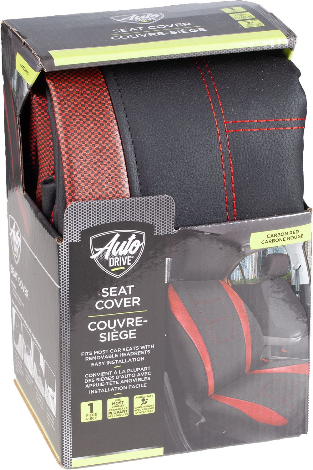 Housse de Siège Avant Auto Drive 1 Pièce Rouge Carbone
