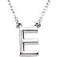 thumbnail image 1 of Precious Stars Unisex Sterling Silver Block Font E Initial Necklace, 1 of 2
