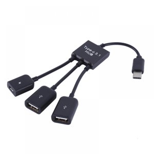 USB C to 3 USB Port Splitter Hub Adapter for MacBook & PC--