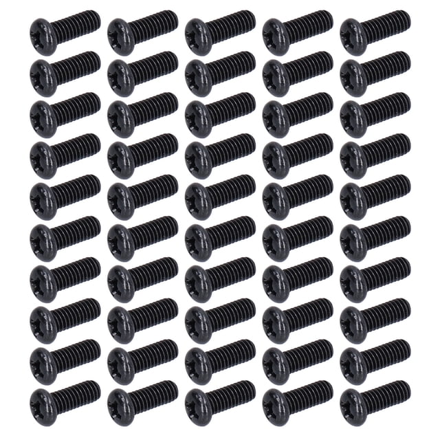 50pcs DIN 7985 Vis de Machine de Tête de Casserole en Acier Entièrement Filetée Attache Zinguée Noire