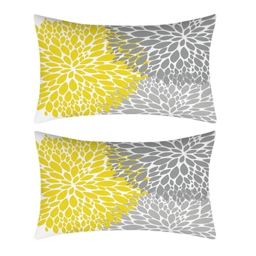 WHEANG Clearance Yellow Blue Flower Pillow 12x20 Inch Set Of 2 Outdoor Throw Pillows Outdoor Decor for Living Room Sofa Patio Funiture Garden Floral Polyester Pillow