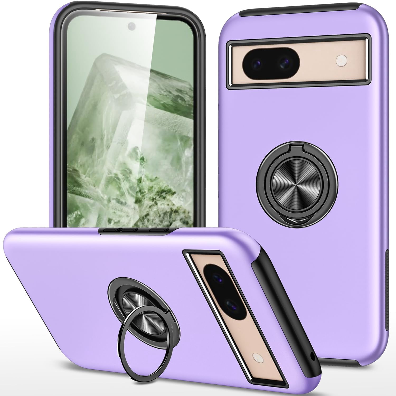 HCTian for Pixel 8 Case for Google 8 Case Military Grade Shockproof Built-in Ring Holder Kickstand Car Mount Armor Heavy Duty Protective Case for Google Pixel 8 Phone Case