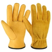 Durable Yellow Cowhide Welding Gloves - Breathable, Non-Slip, and Wear-Resistant Safety Work Gloves for Construction and Repair Tasks, Size S