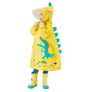 Imperméable pour Enfants avec Sac d'École et Capuche Garçons Filles Élèves Imprimé Dessin Animé d'Animaux Long Imperméable Jaune TTG/5 A-6 A