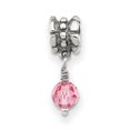 thumbnail image 2 of 925 Sterling Silver Charm For Bracelet Pink Preciosa Crystal Dangle Bead Stone, 2 of 8