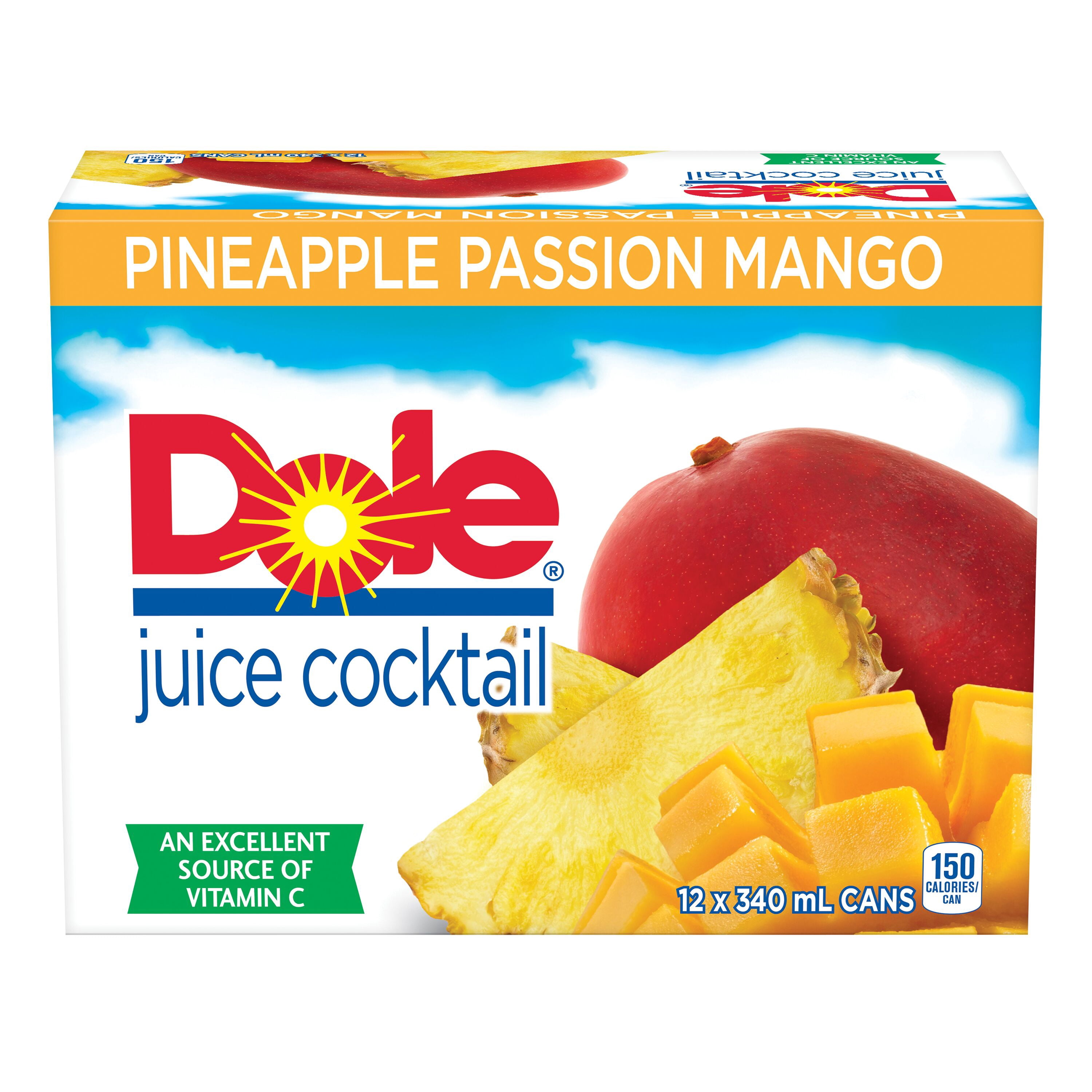 Dole Pineapple Passion Mango Juice Cocktail 12 x 340 ml, Cans