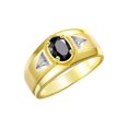 thumbnail image 3 of RYLOS Men's Rings 14K Yellow Gold Classic 7X5MM Oval Gemstone & Diamond Ring Onyx October Birthstone Rings For Men, Gold Rings Size 10, 3 of 7