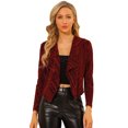 thumbnail image 1 of INSPIRE CHIC Women's Sparkle Long Sleeve Draped Collar Cropped Cardigan, 1 of 6