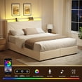 thumbnail image 4 of GUNAITO Full Size Bed Frame with 4 Storage Drawers, Upholstered LED Bed with USB Ports, Modern Bed with Headboard Noise Free Platform Bed with Metal Frame, Beige, 4 of 9