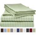 thumbnail image 1 of Deluxe Striped 1800 Prestige Soft and Comfortable Bed Sheets Set, Twin Sage, 1 of 1