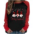 thumbnail image 1 of RKSTN Chandail pour Femmes de Noël à Col Rond, Chandail Imprimé du Père Noël, Manches Longues, Blouse Régulière à Empiècements, 1 of 5