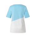 thumbnail image 2 of T-shirt pour Femme à Blocs de Couleur, Manches Courtes, Col Rond, Chemisier pour Femme, Bleu, TG, 2 of 6
