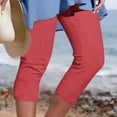 thumbnail image 2 of Yuyuzo Womens Plus Size Capris High Waisted Straight Leg Solid Color Bottom Capri Pants for Women 3/4 Slacks, 2 of 5