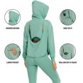 thumbnail image 3 of Women Athletic Hoodie Open Back Pocket Side Split Long Sleeve, 3 of 8