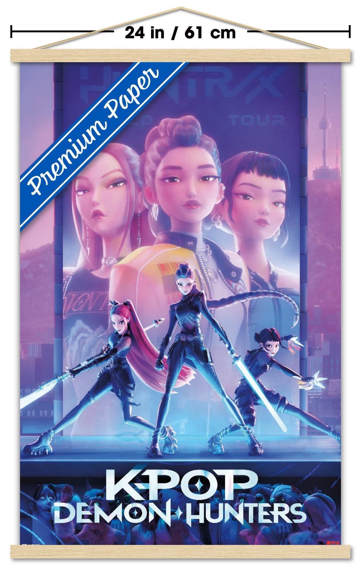 Netflix KPop Demon Hunters (2025) - One Sheet Wall Poster with Magnetic Frame, 22.375" x 34"