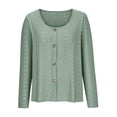 thumbnail image 4 of IROINID en Solde Chemises Grande Taille pour Femmes Col Rond Manches Longues Confortable Bouton Col Rond T-shirt Uni, Vert, 4 of 6